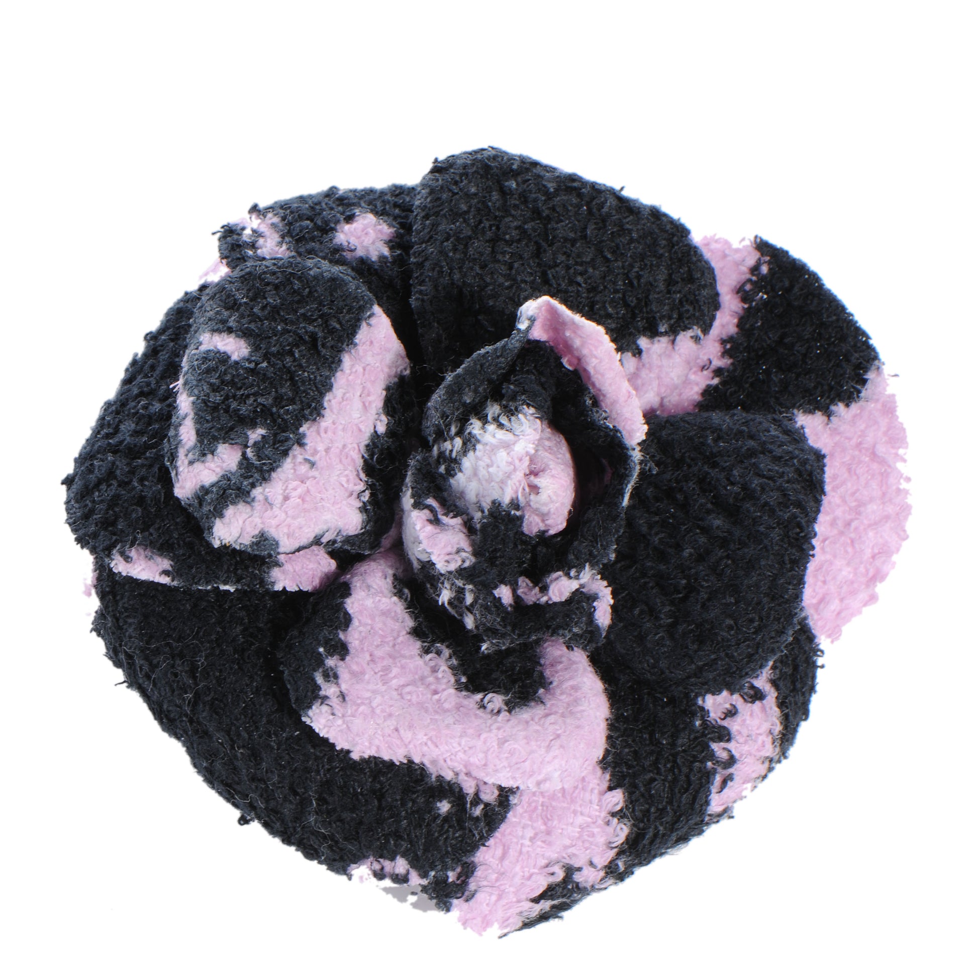 Chanel Fantasy Tweed Camellia Pin Brooch Pink Black 1 of 4