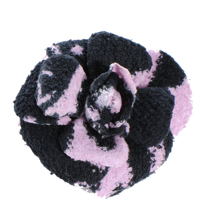 Chanel Fantasy Tweed Camellia Pin Brooch Pink Black 1 of 4