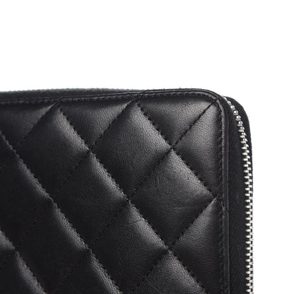 Chanel Lambskin Quilted Large Zip Around Organizer Wallet Black 10 of 13