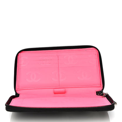 Chanel Calfskin Cambon Zip Around Organizer Wallet Black White 5 of 13