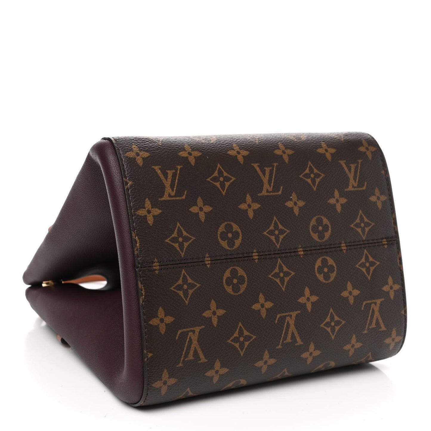 Calfskin Monogram Fold Tote MM Black Wine Cream