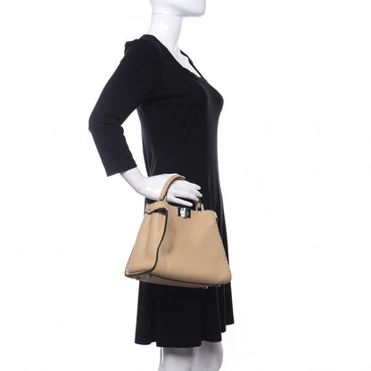 Fendi Cuoio Romano Selleria Medium Peekaboo Iconic Essentially Satchel Paglia Latte Mou 3 of 10
