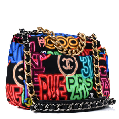 Chanel Fabric Printed Medium Chanel 19 Flap Black Multicolor 2 of 8
