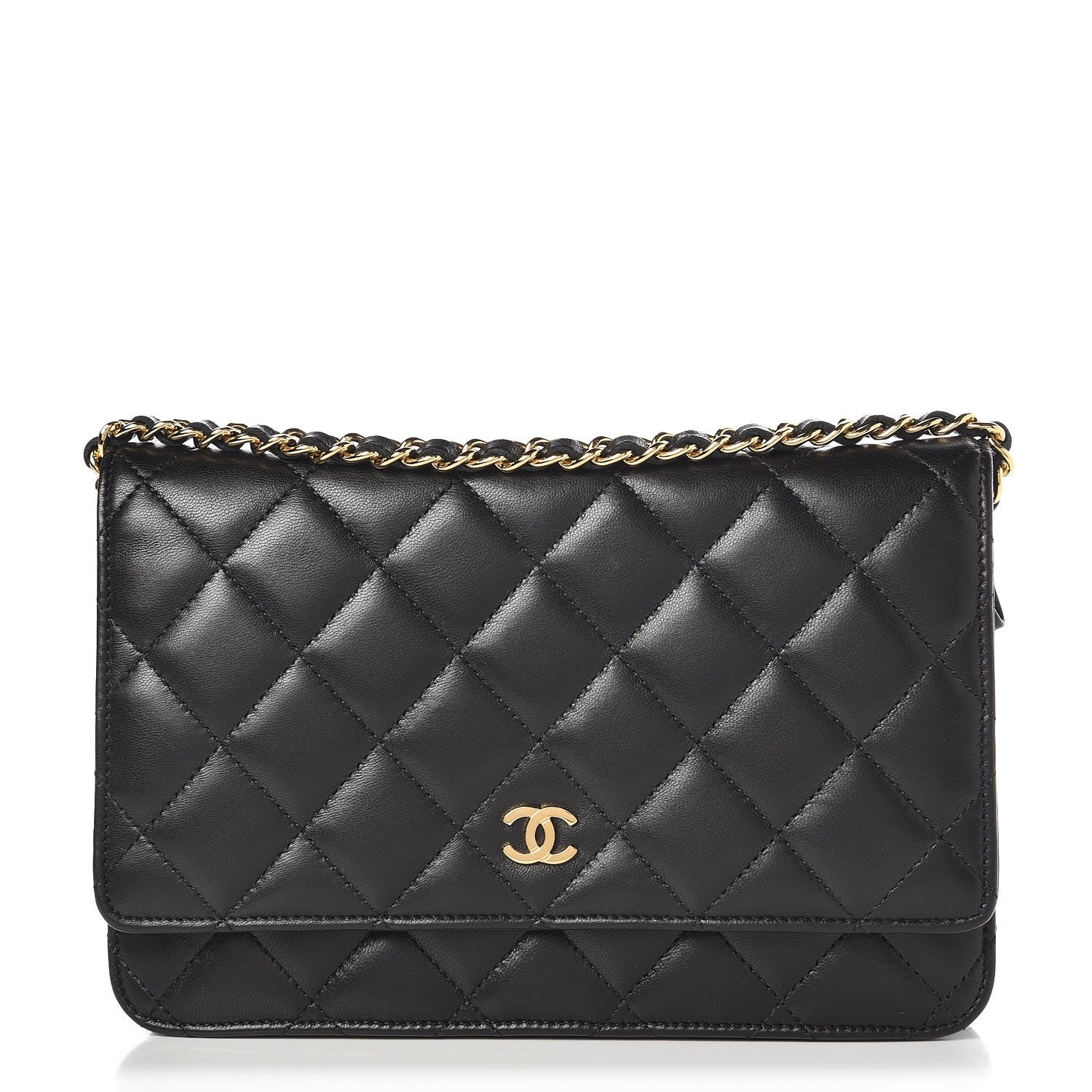 Chanel Lambskin Quilted Wallet On Chain WOC Black 1 of 9