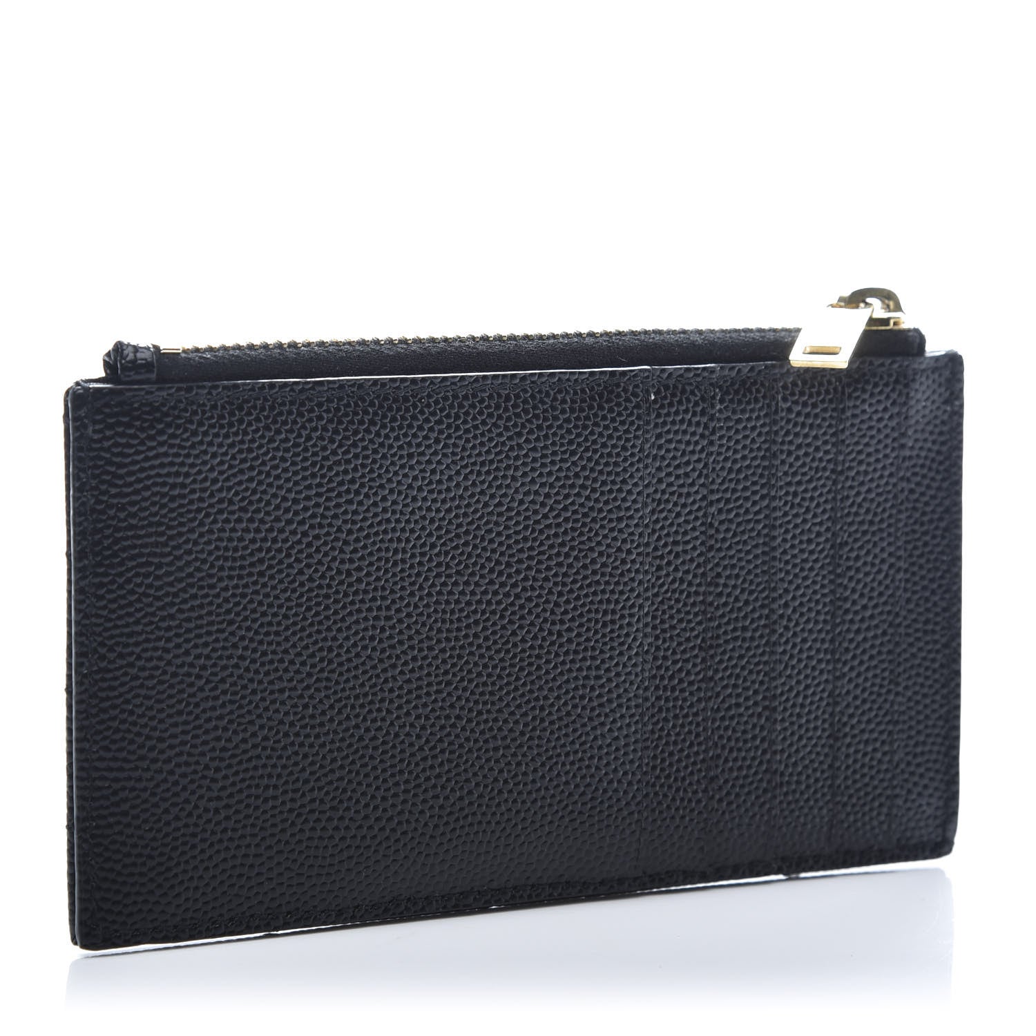 Saint Laurent Monogram Grain de Poudre 5 Fragments Zip Pouch Card Holder Black 3 of 11