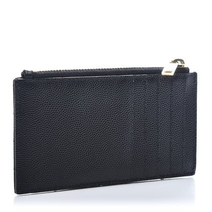 Saint Laurent Monogram Grain de Poudre 5 Fragments Zip Pouch Card Holder Black 3 of 11