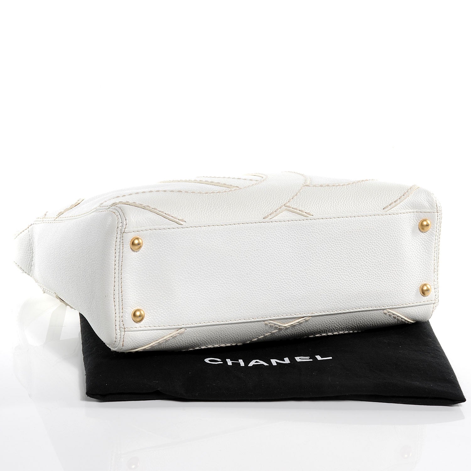 Chanel Caviar CC Stitched Hobo White 4 of 7