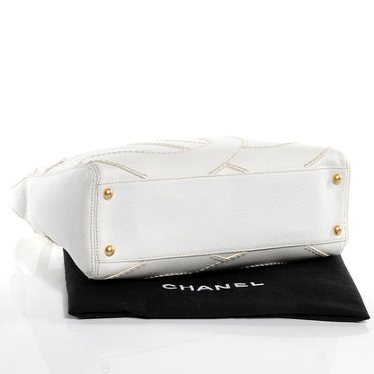Chanel Caviar CC Stitched Hobo White 4 of 7