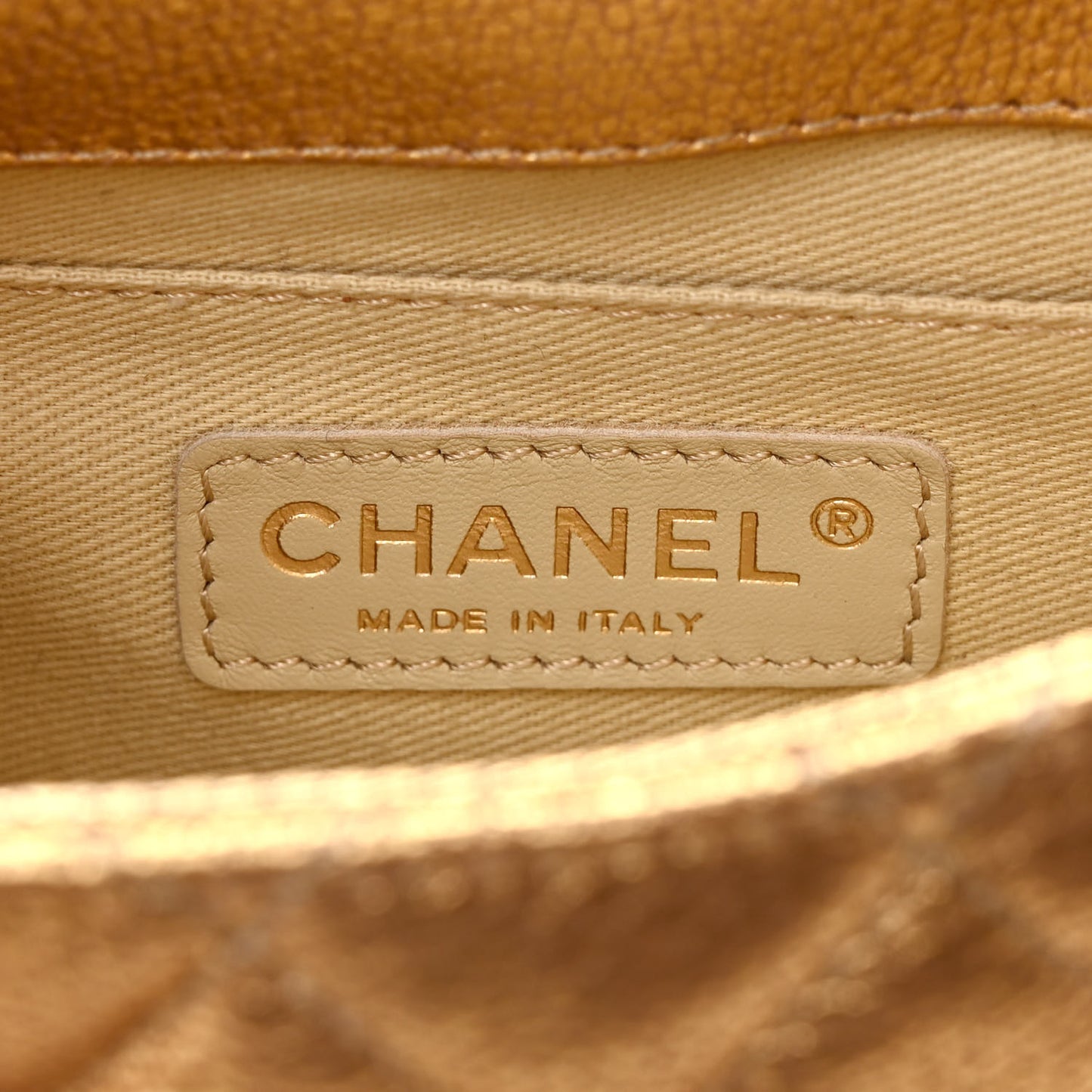 Metallic Goatskin Quilted Rita Flap Gold