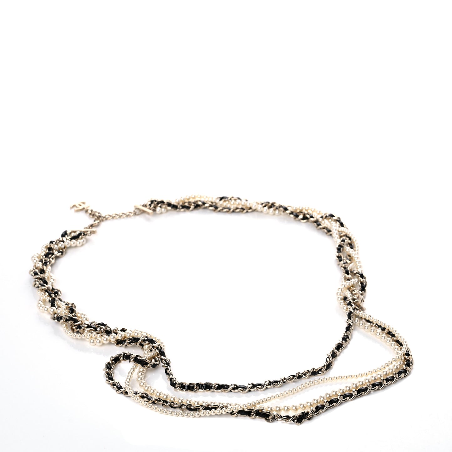 Pearl Lambskin CC Belt Gold Black