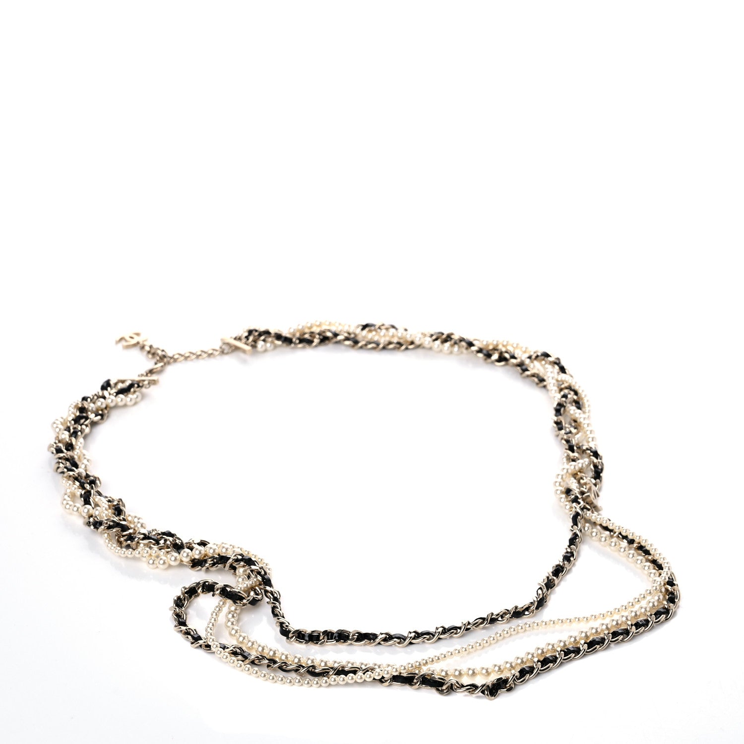 Chanel Pearl Lambskin CC Belt Gold Black 4 of 5