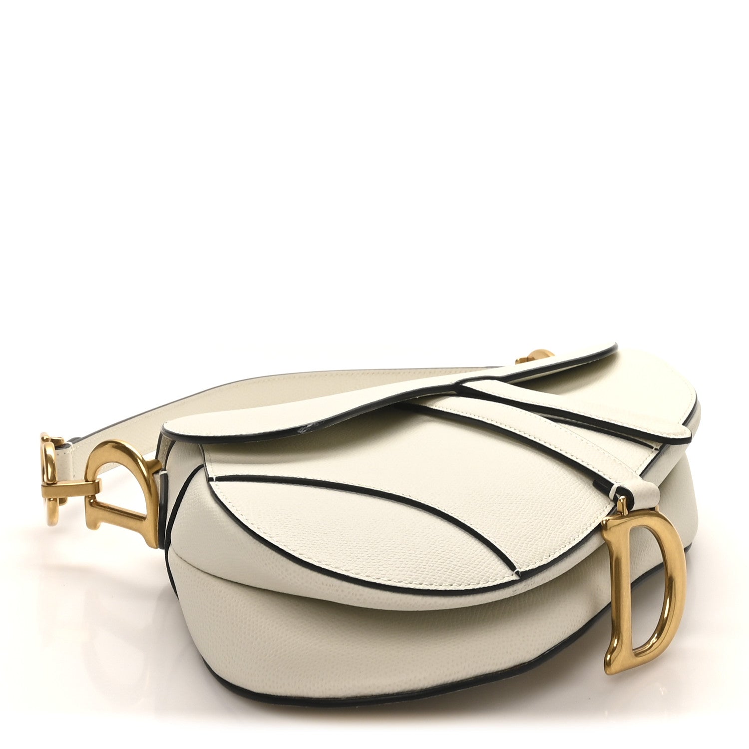 Christian Dior Grained Calfskin Saddle Bag White 4 of 10