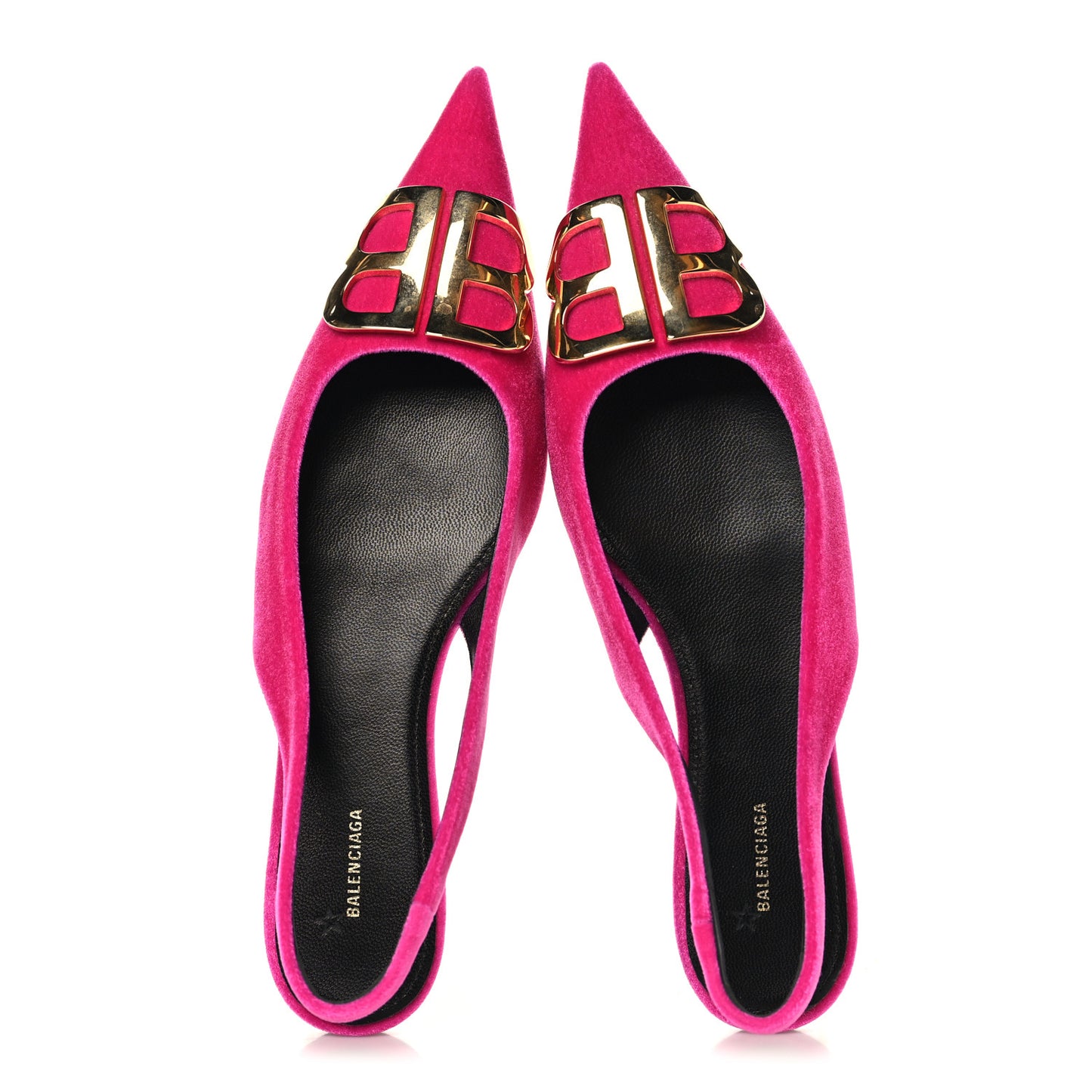 Velvet BB Knife Pointy Toe Slingback Flats 35 Pink