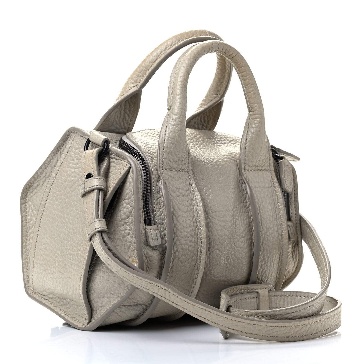 Alexander Wang Pebbled Lambskin Inside Out Rocco Matte Black Hardware Chalk 3 of 10
