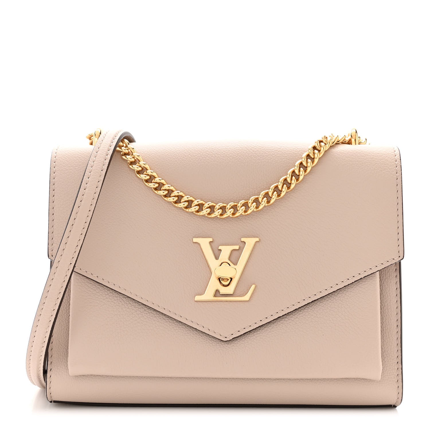 Louis Vuitton Soft Calfskin Mylockme Chain Bag BB Greige 1 of 9