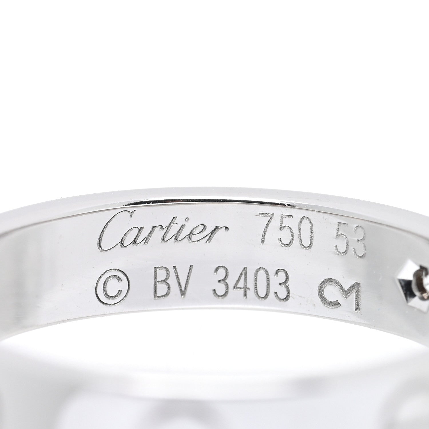 Cartier 18K White Gold Diamond 4mm LOVE Wedding Band Ring 53 6.5 4 of 4