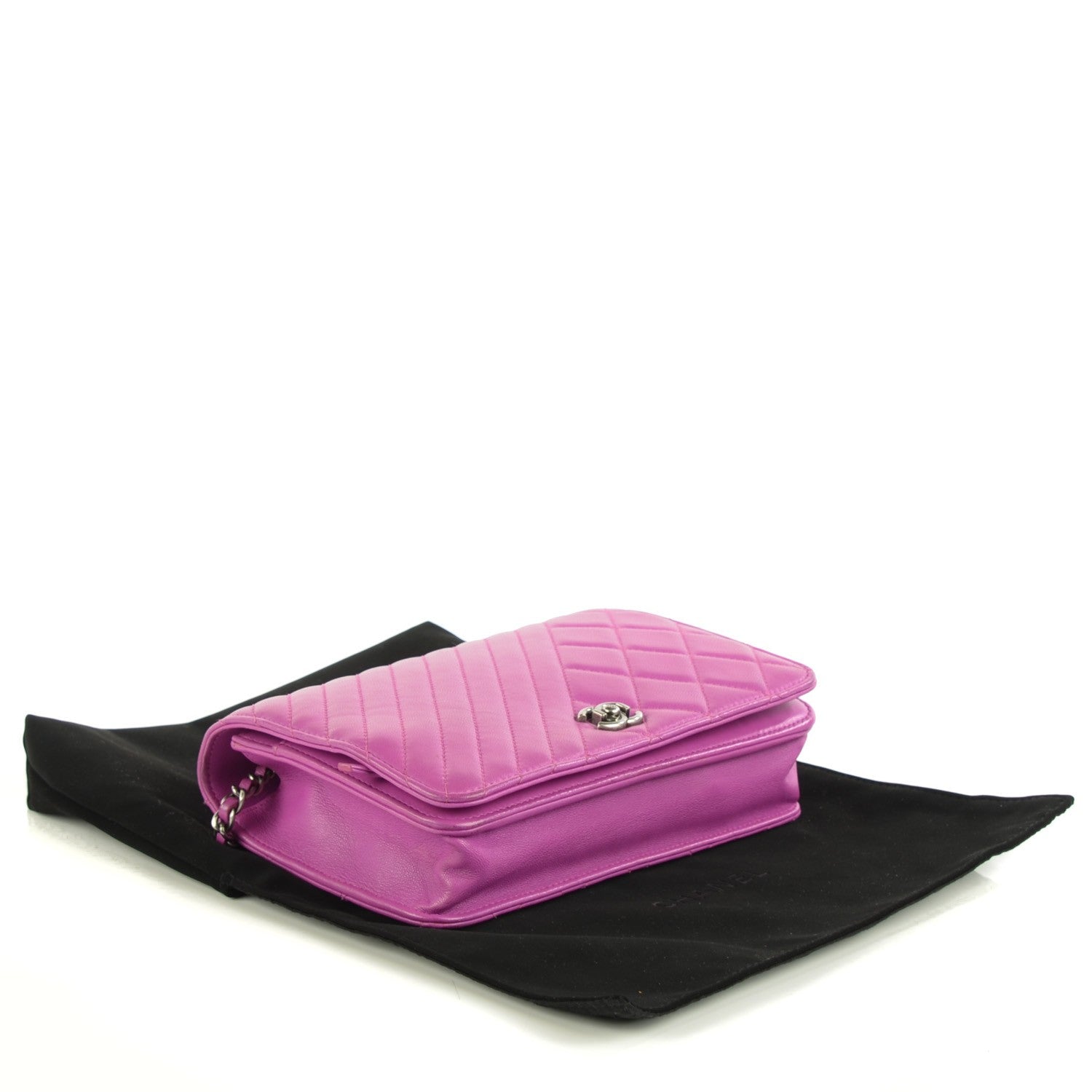 Chanel Lambskin Quilted Coco Boy Wallet On Chain WOC Fuchsia 4 of 8