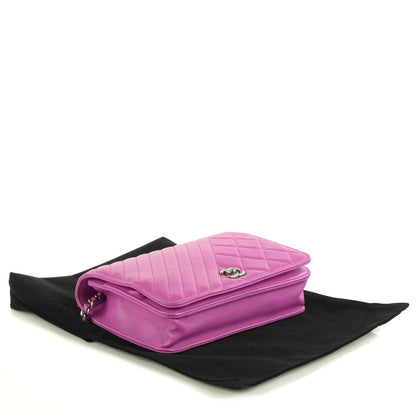 Chanel Lambskin Quilted Coco Boy Wallet On Chain WOC Fuchsia 4 of 8