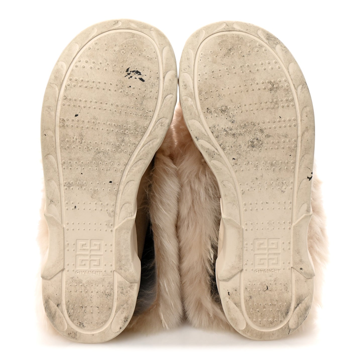 Calfskin Alpaca Fur Shark Lock Biker Ankle Boots 41 Ivory