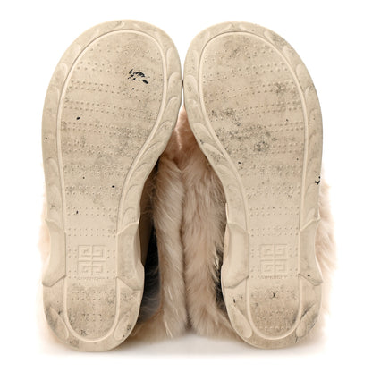 Givenchy Calfskin Alpaca Fur Shark Lock Biker Ankle Boots 41 Ivory 6 of 9