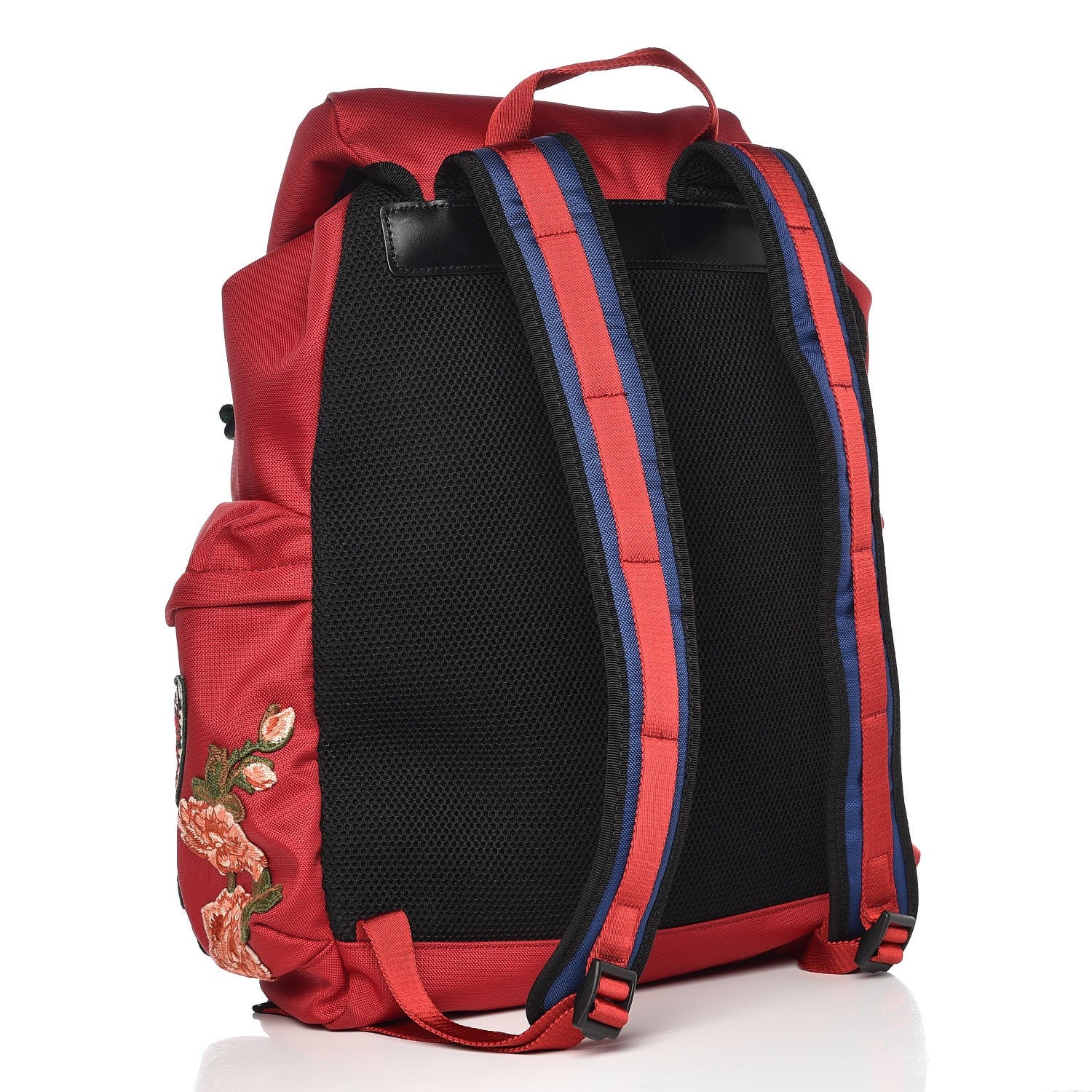 Gucci Nylon L'Aveugle Par Amour Embroidered Double Buckle Backpack Red 3 of 8