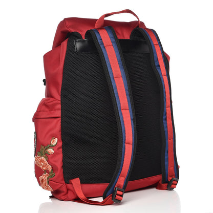 Gucci Nylon L'Aveugle Par Amour Embroidered Double Buckle Backpack Red 3 of 8