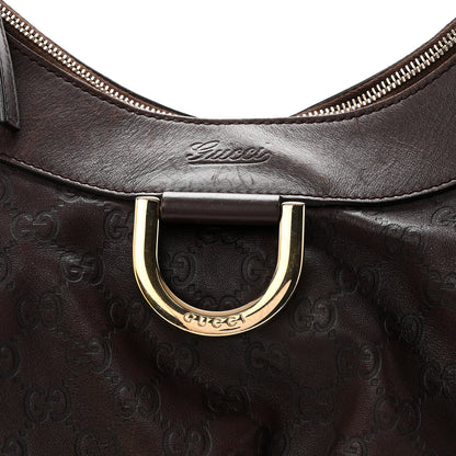 Gucci Guccissima Large D Gold Ring Hobo Chocolate Brown 8 of 12