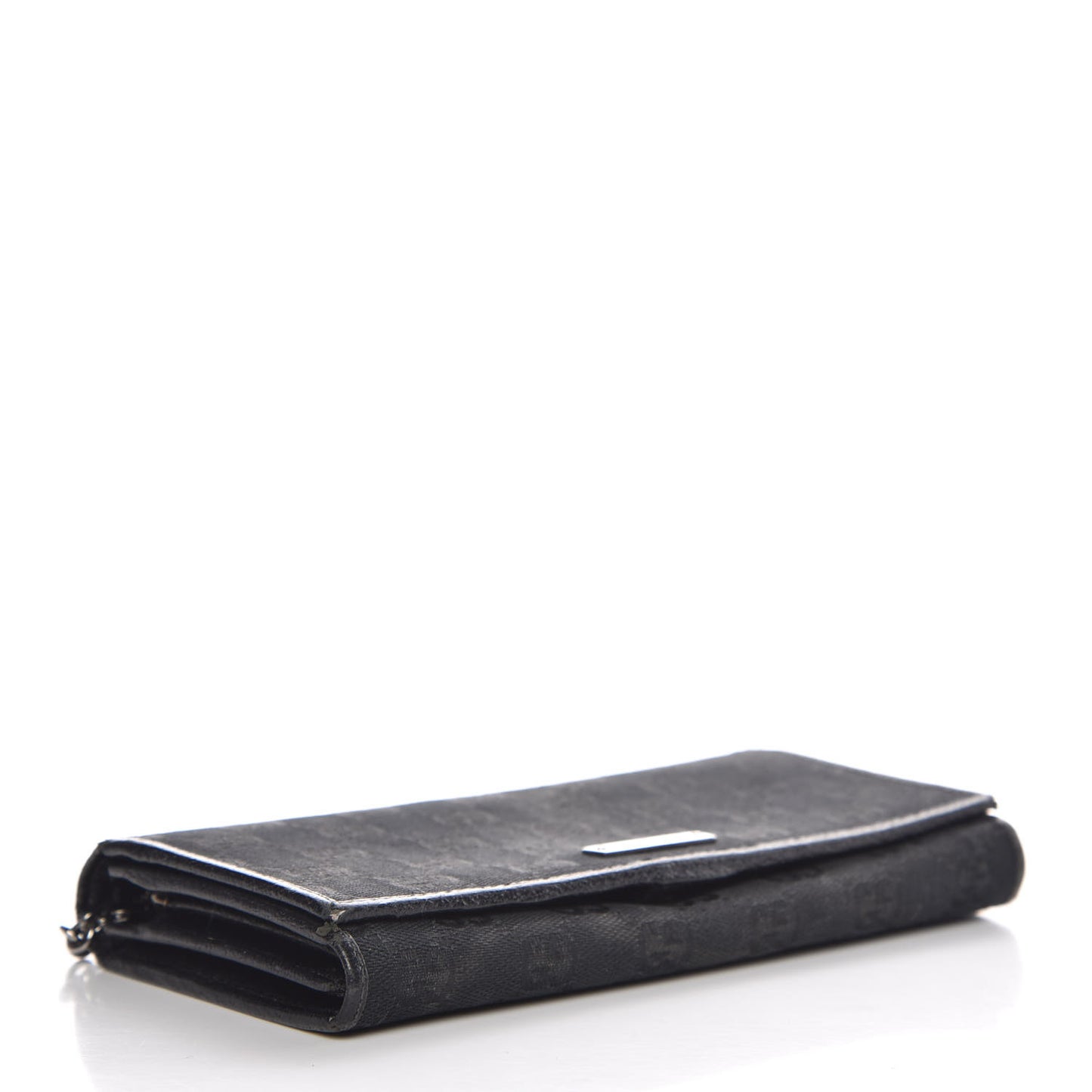Monogram Metal Bar Chain Wallet Black