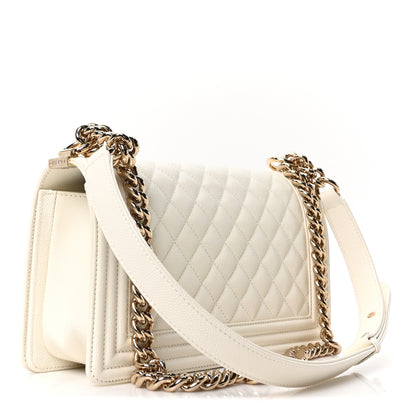 Chanel Caviar Quilted Medium Boy Flap White 3 of 10