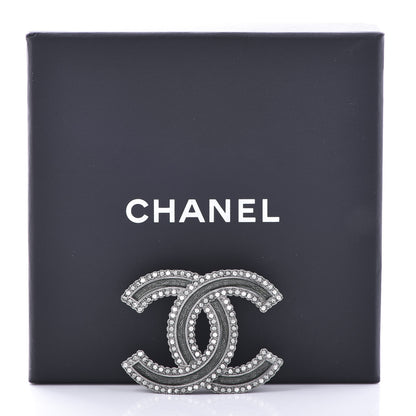 Chanel Crystal Glass CC Brooch Silver 4 of 4