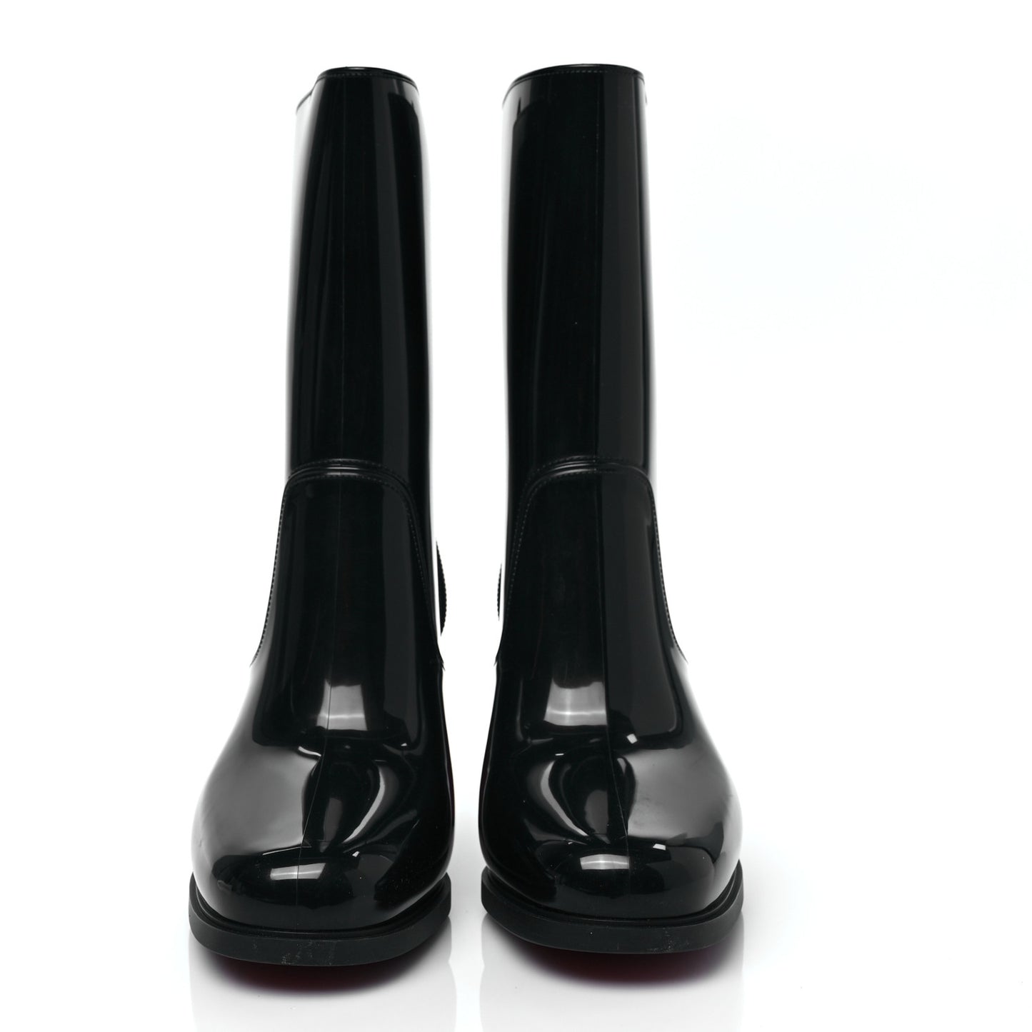 Recycled PVC Calfskin Loubirain 70 Boots 38 Black