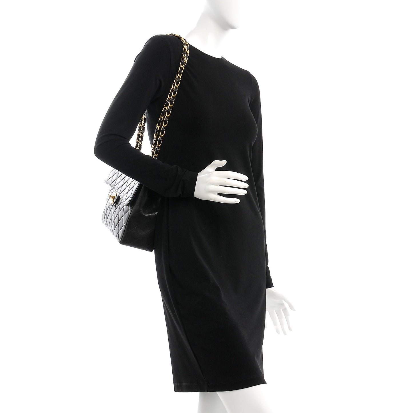 Lambskin Quilted Jumbo Single Flap Black