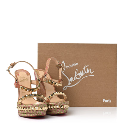 Christian Louboutin Cork Bloom Print Cataclou 140 Wedge Sandals 35 Multicolor Light Gold 8 of 8