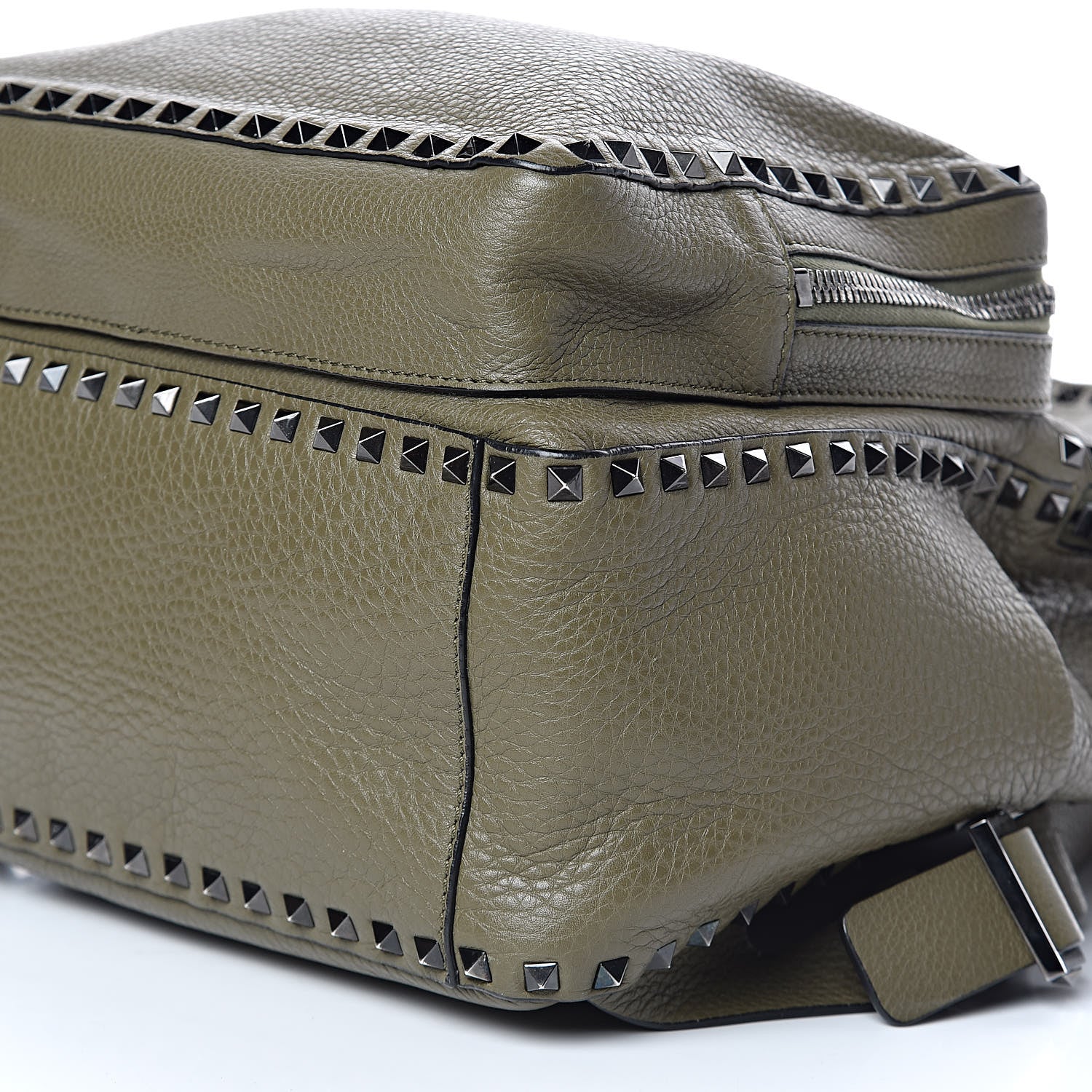 Valentino Garavani Grained Calfskin Medium Rockstud Backpack Army Green 9 of 9