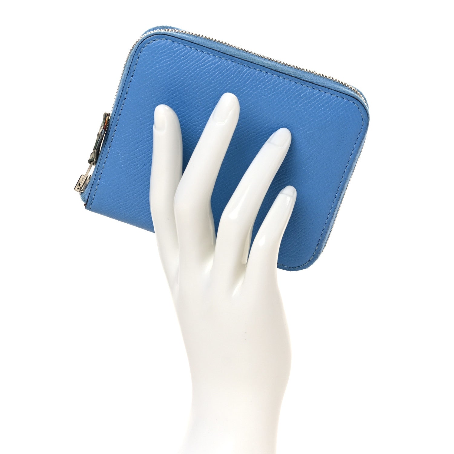 Hermes Epsom Silk'in Compact Wallet Bleu Paradis 2 of 7