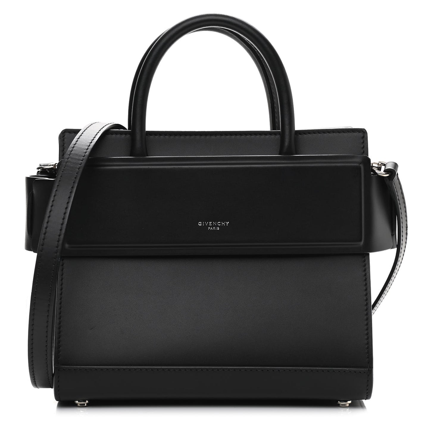 Smooth Calfskin Mini Horizon Satchel Black