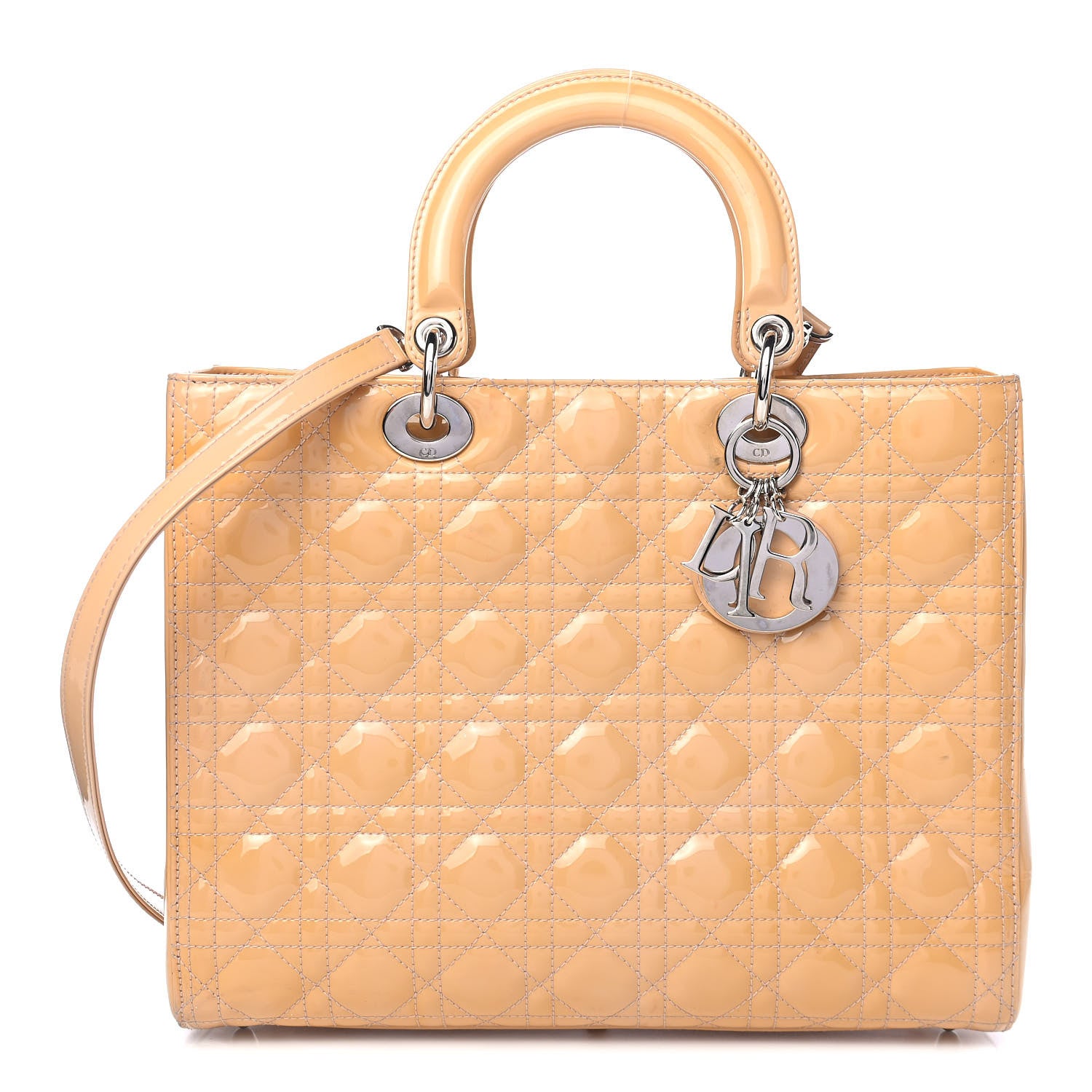 Christian Dior Patent Cannage Large Lady Dior Beige 2 of 12