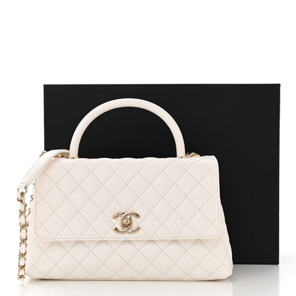 Chanel Caviar Quilted Small Coco Handle Flap White 11 of 11