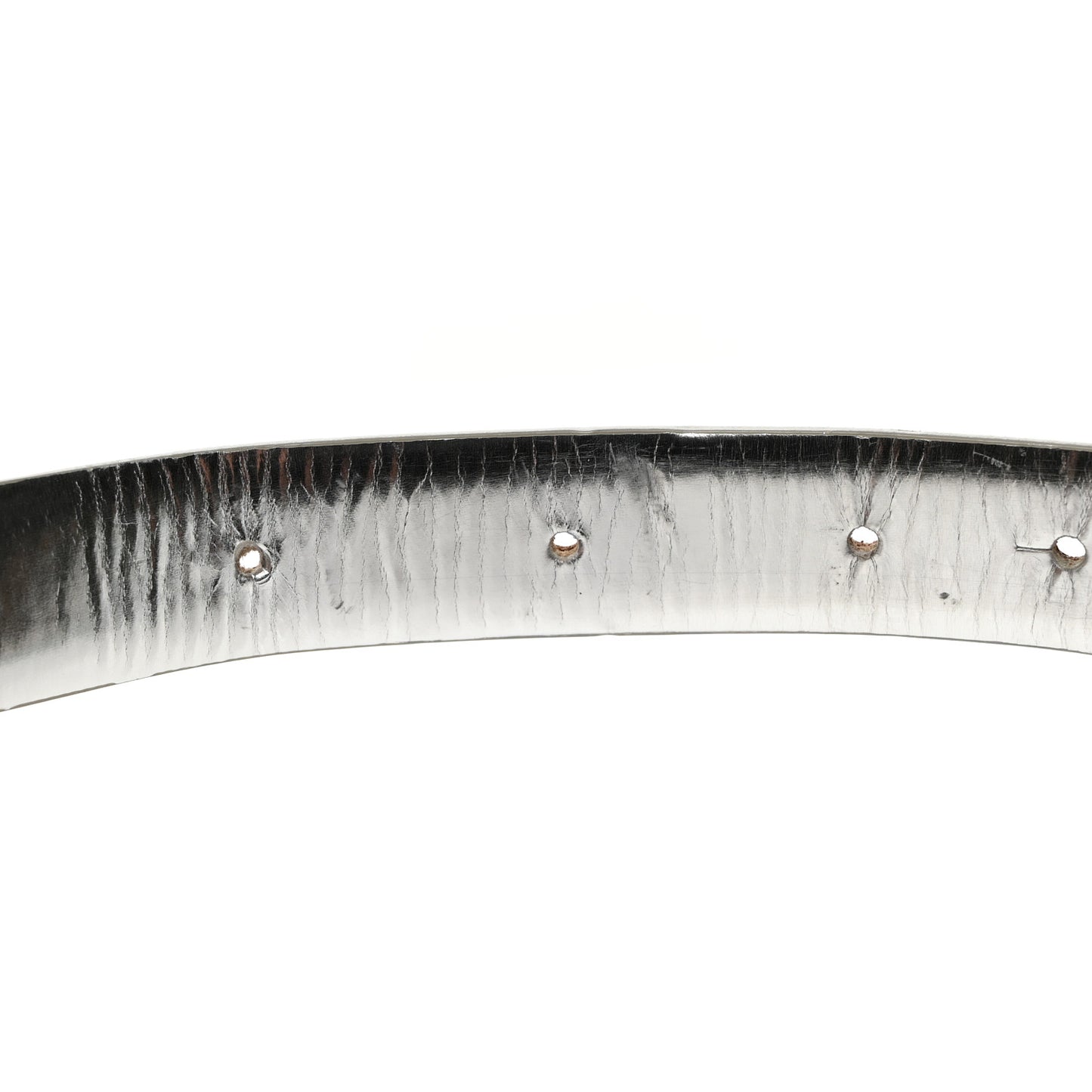Metallic Calfskin Baguette Crystal CC Belt 85 34 Silver