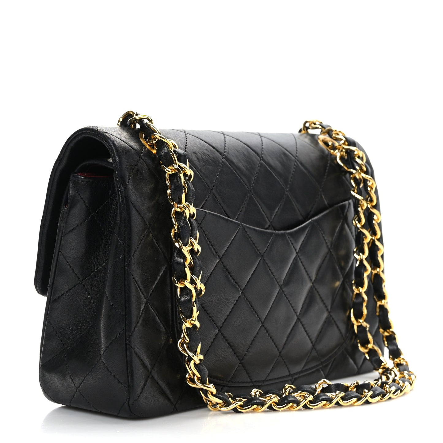 Lambskin Quilted Small Double Flap Black