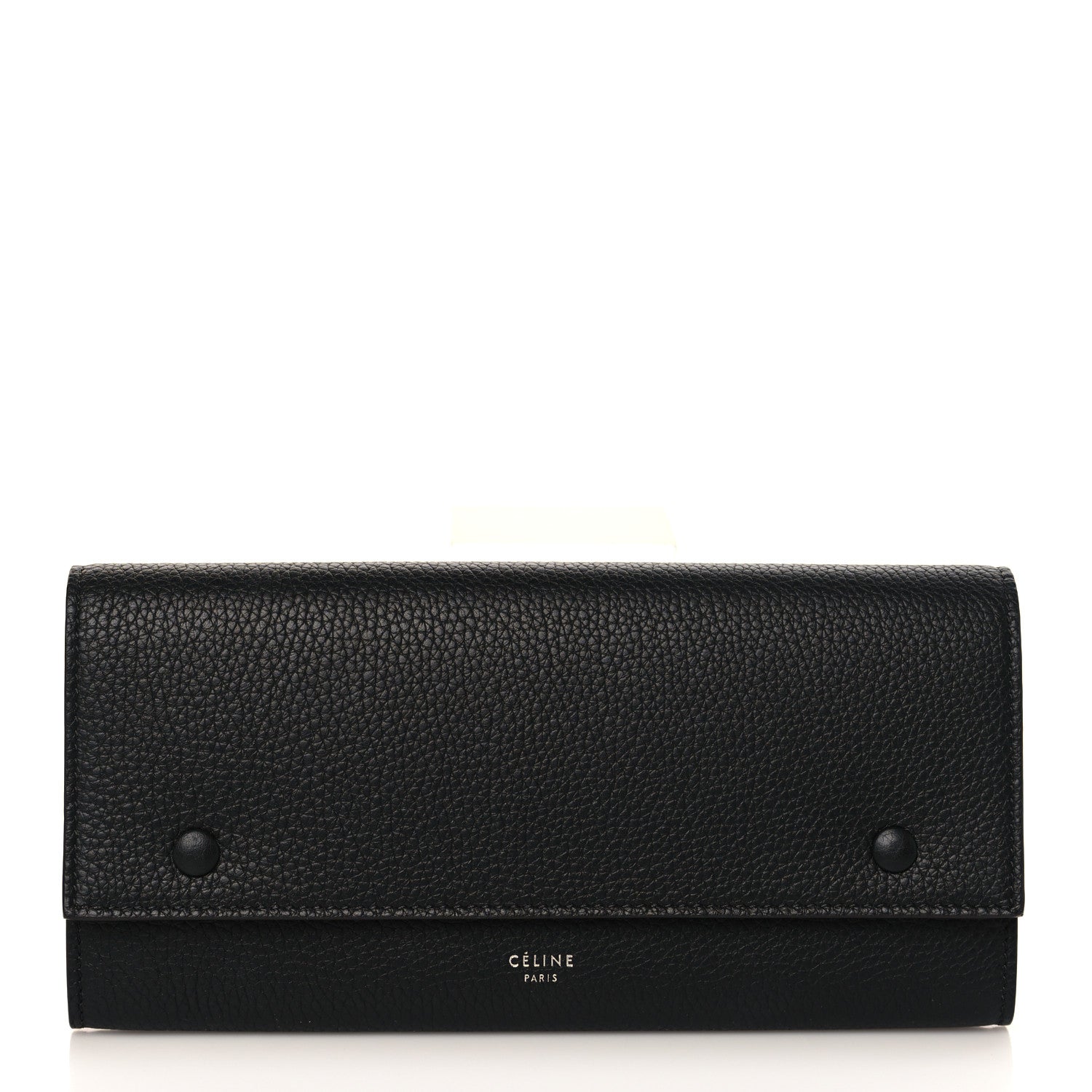 Celine Drummed Calfskin Large Multifunction Flap Wallet Black 1 of 6