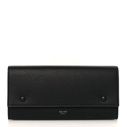 Celine Drummed Calfskin Large Multifunction Flap Wallet Black 1 of 6