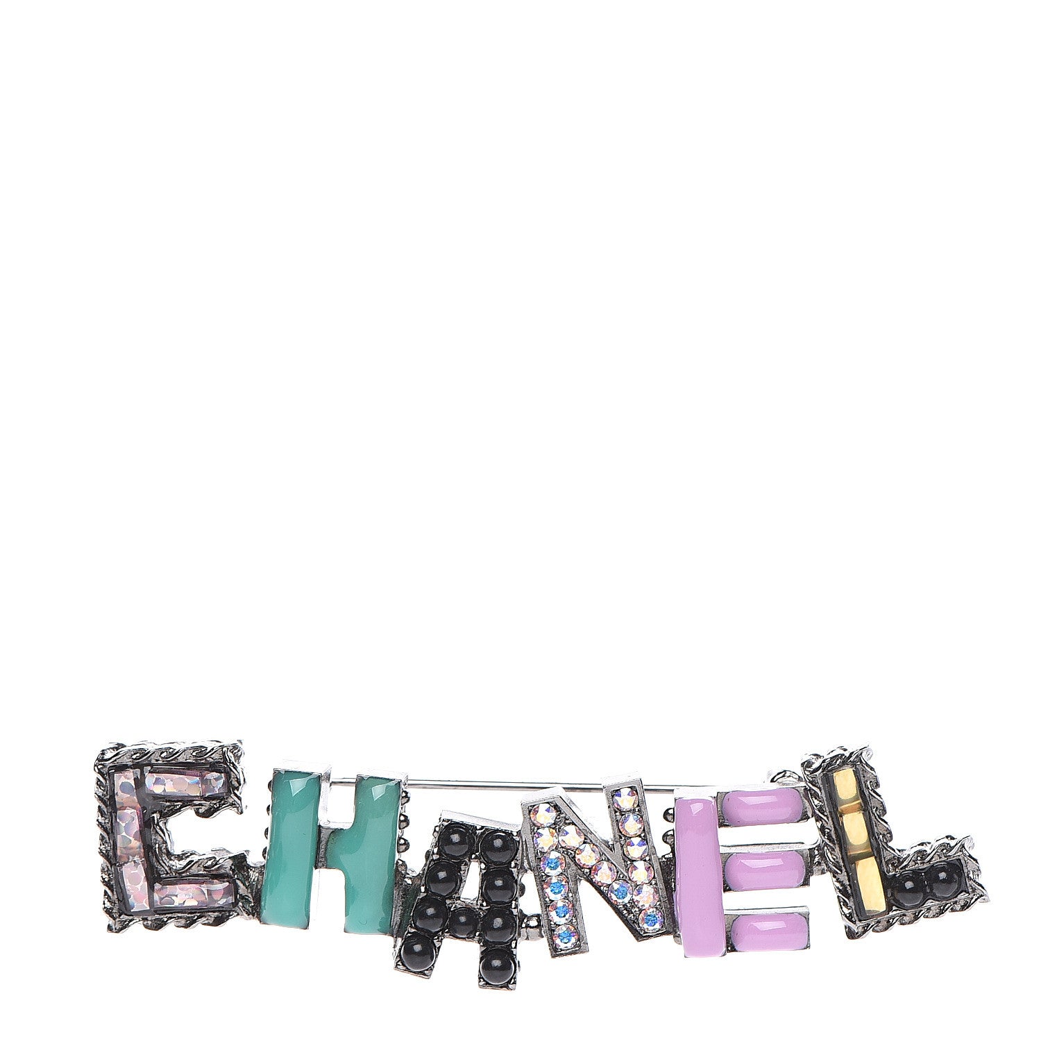 Chanel Pearl Enamel Logo Brooch Multicolor 1 of 4