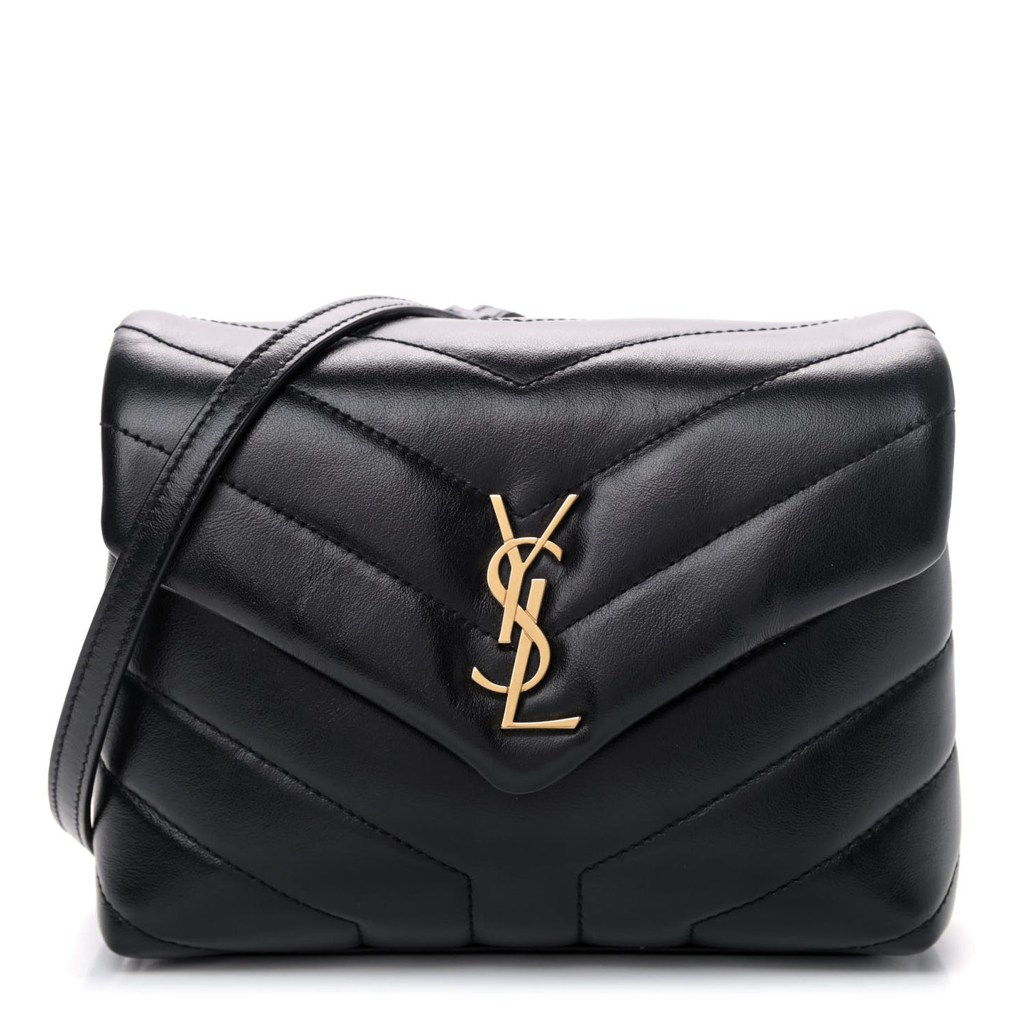 Calfskin Y Quilted Monogram Toy Loulou Crossbody Bag Black