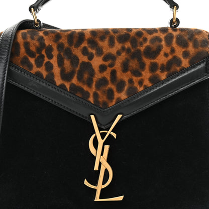 Saint Laurent Suede Leopard Print Mini Classic Monogram Cassandra Top Handle Manto Naturale Black 6 of 17