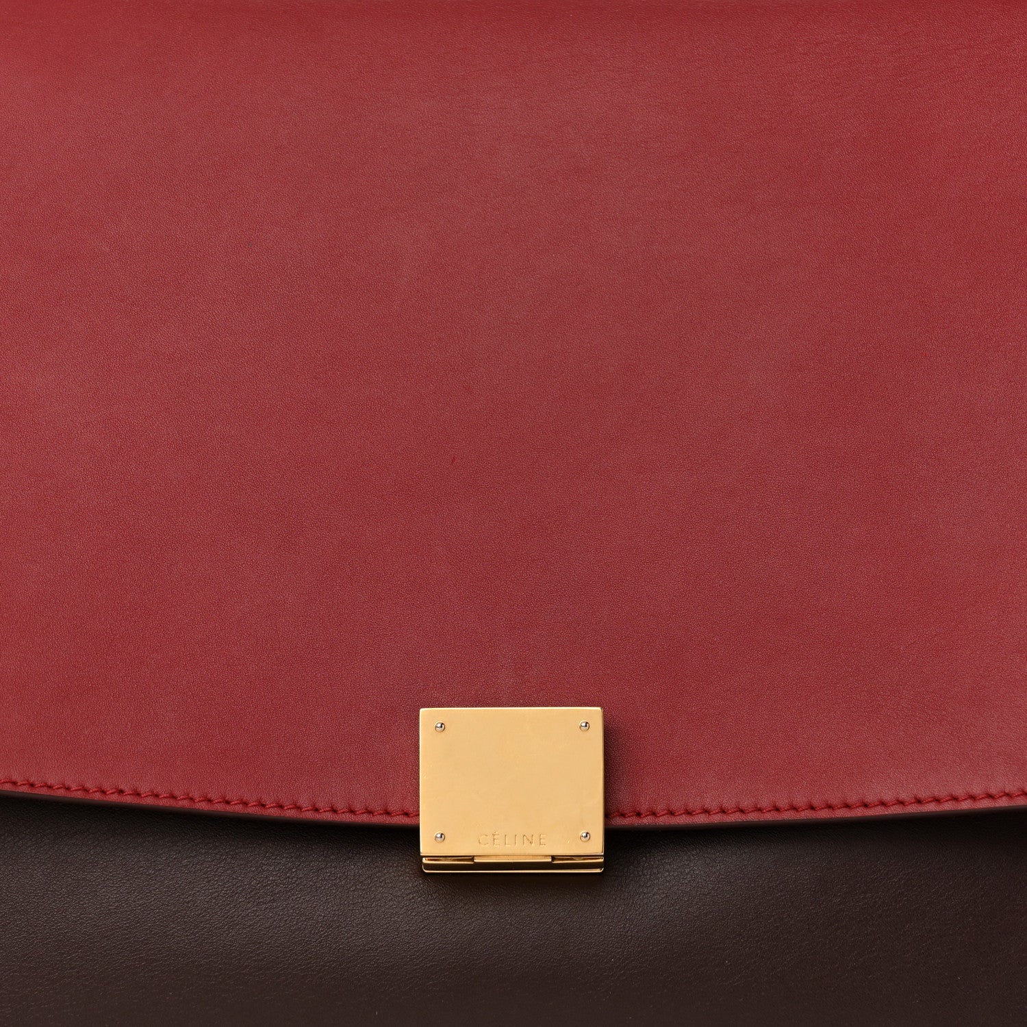 Celine Smooth Calfskin Medium Tri-Color Trapeze Rust Burgundy Red 7 of 15