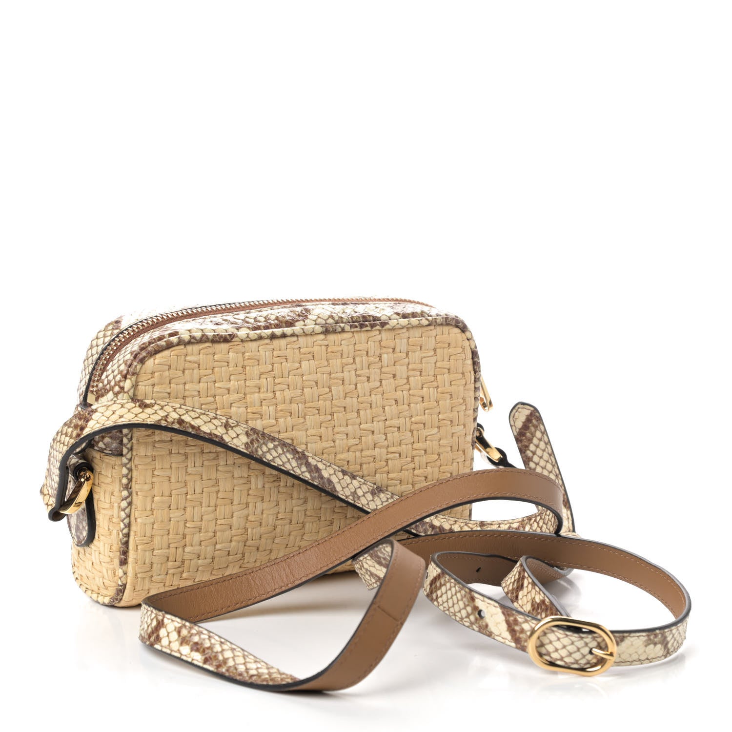 Gucci Raffia Elaphe Mini Ophidia Shoulder Bag Natural Cream Brown 2 of 4