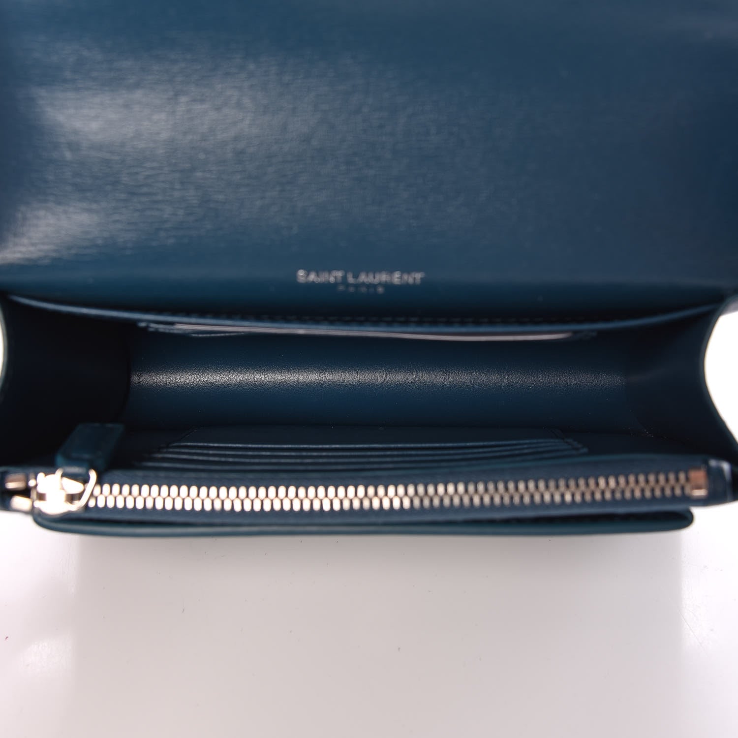 Saint Laurent Calfskin Monogram Sunset Chain Wallet Peacock 5 of 8