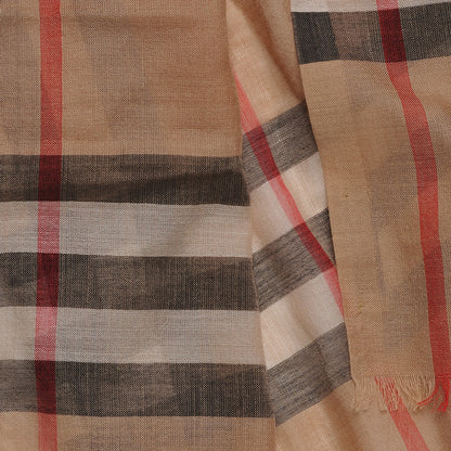 Burberry Wool Silk House Check Lightweight Scarf Camel 7 of 8
