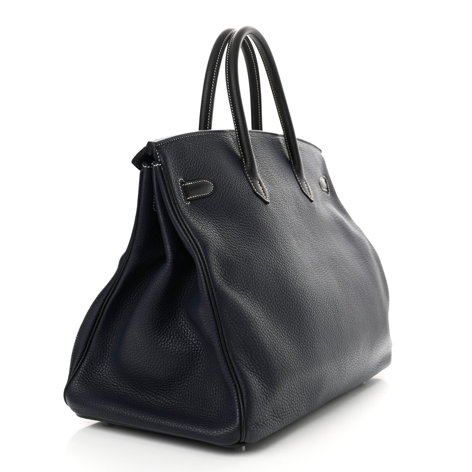 Hermes Togo Bi Color Horseshoe Birkin 40 Bleu Nuit Black 3 of 16